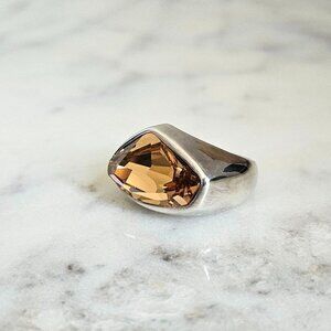 Statement Ring 925 Silver and Faceted Rhinestone